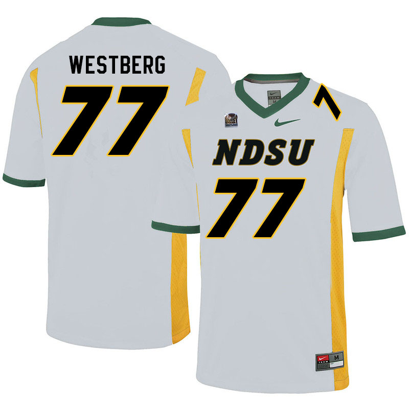 Men #77 Brandon Westberg North Dakota State Bison College Football Jerseys Sale-White